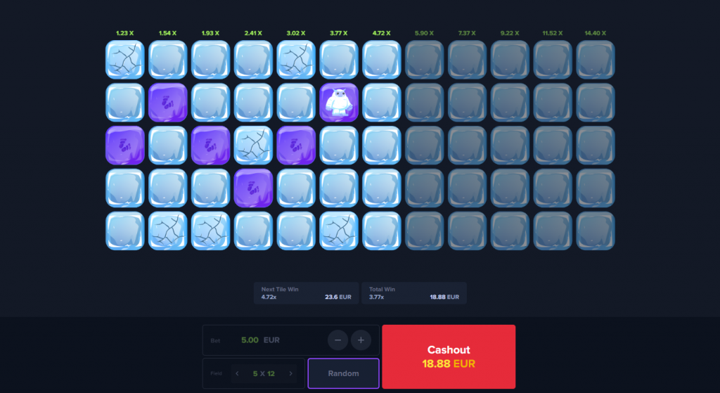 Aprende cómo funciona el juego icefield en el casino Mystake y cómo participar en el desafío del Yeti.