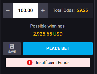 error de fondos insuficientes